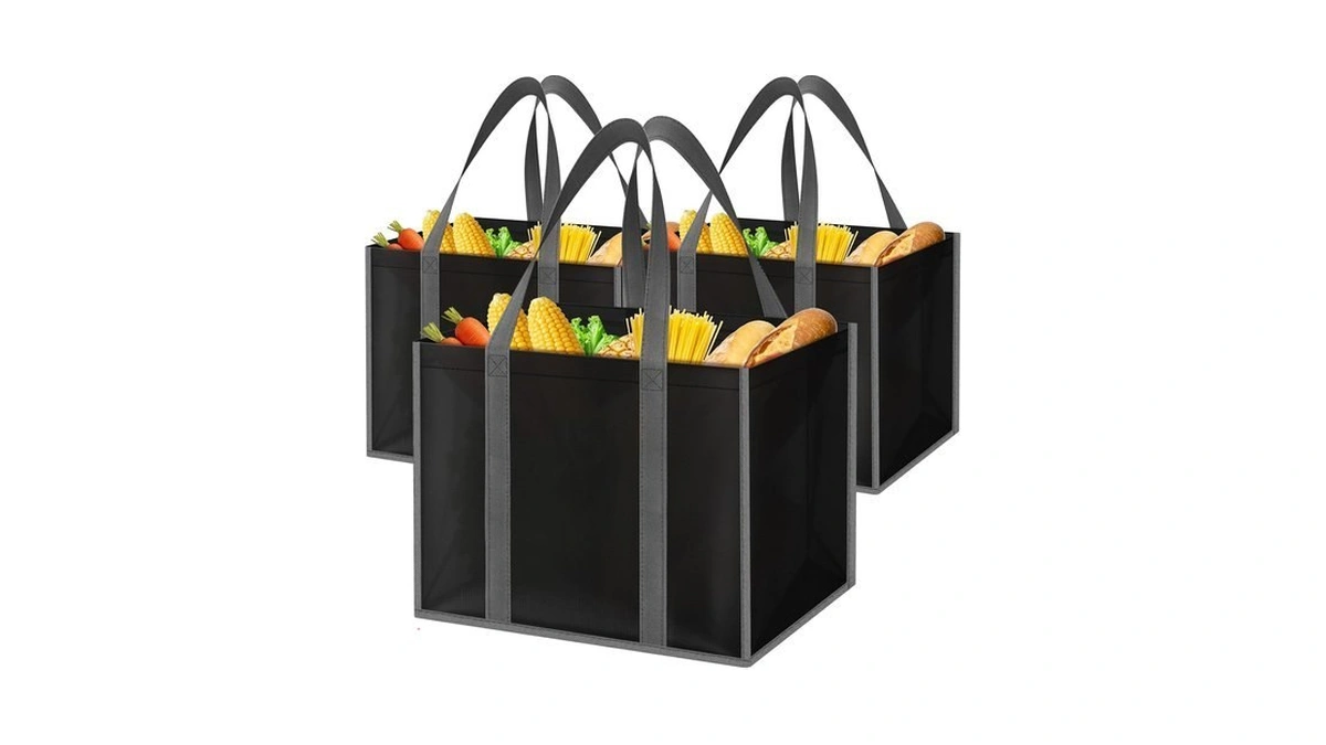 Reusable Grocery Bags For Shopping With Long Handles, 3 Pack,
