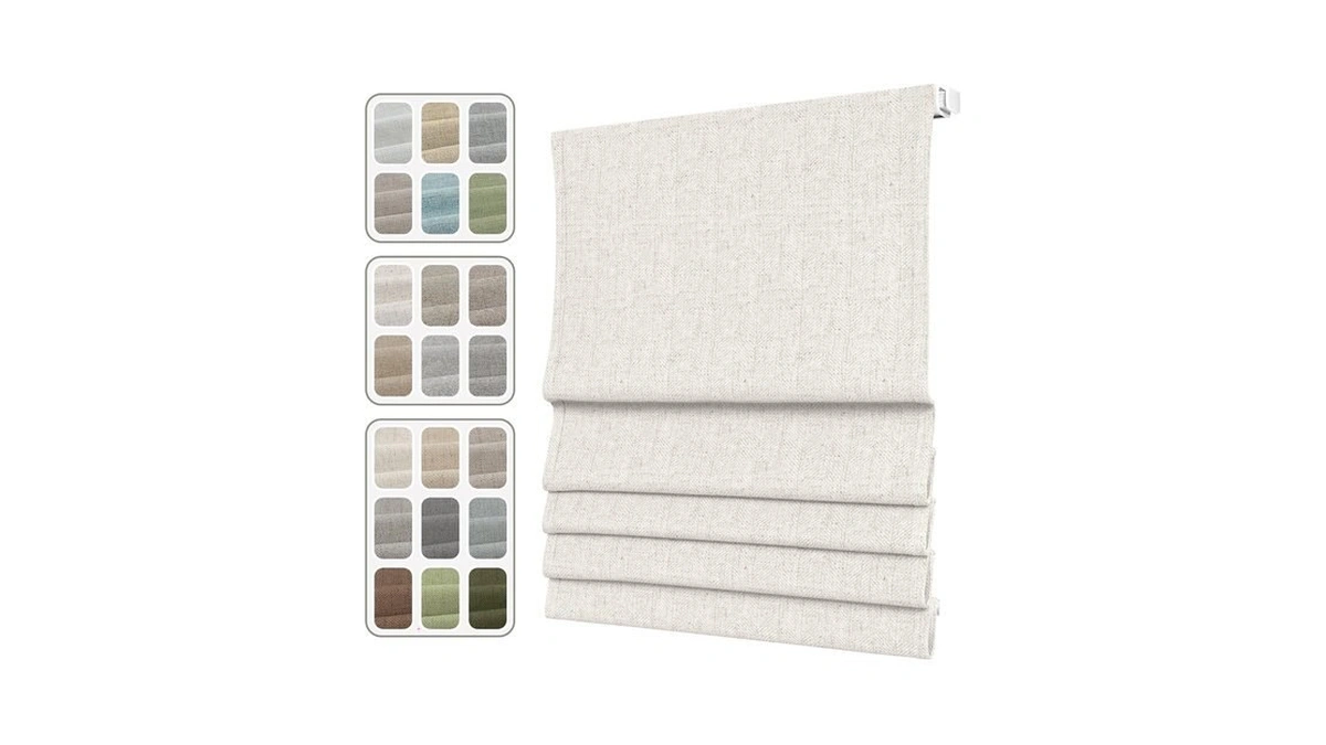 Slkwdobd No Drill Cordless Roman Shade For Window, Light Filtering