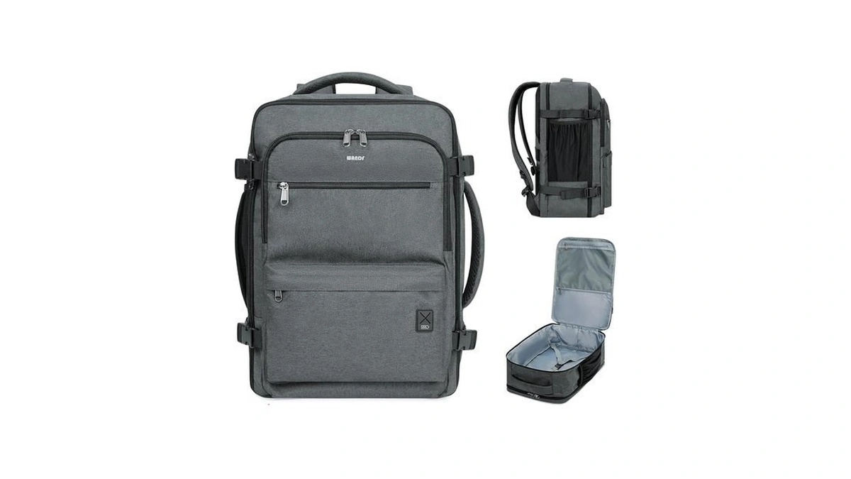 Wandf Personal Item Travel Bag 18x14x8, Carry On Laptop Backpack（grey）