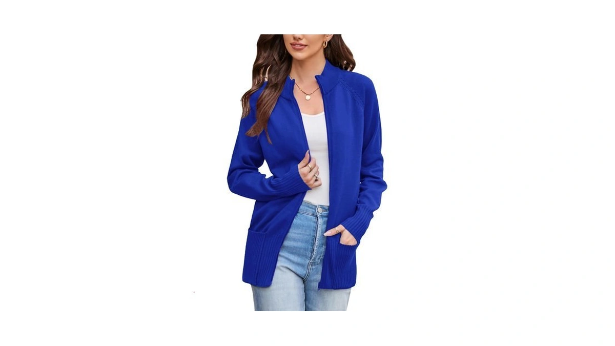 Grace Karin Women Chunky Knit Zip Up Cardigan Sweater Jacket