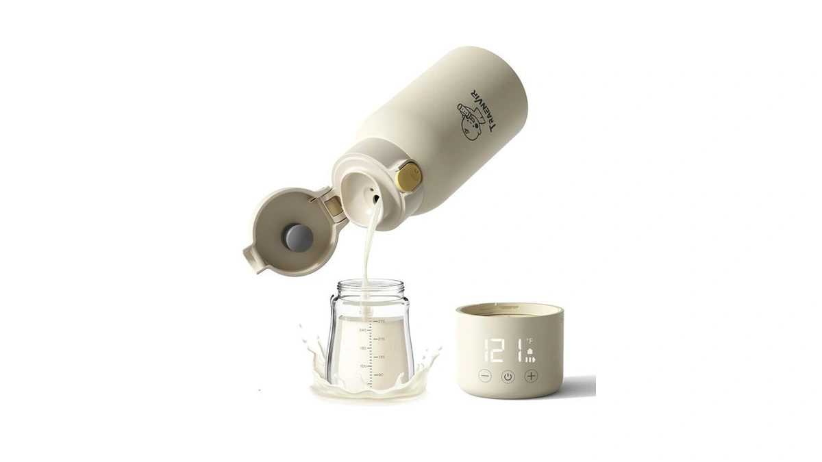 Traenvir Portable Baby Bottle Warmer, Travel-friendly With Detachable Battery Base,