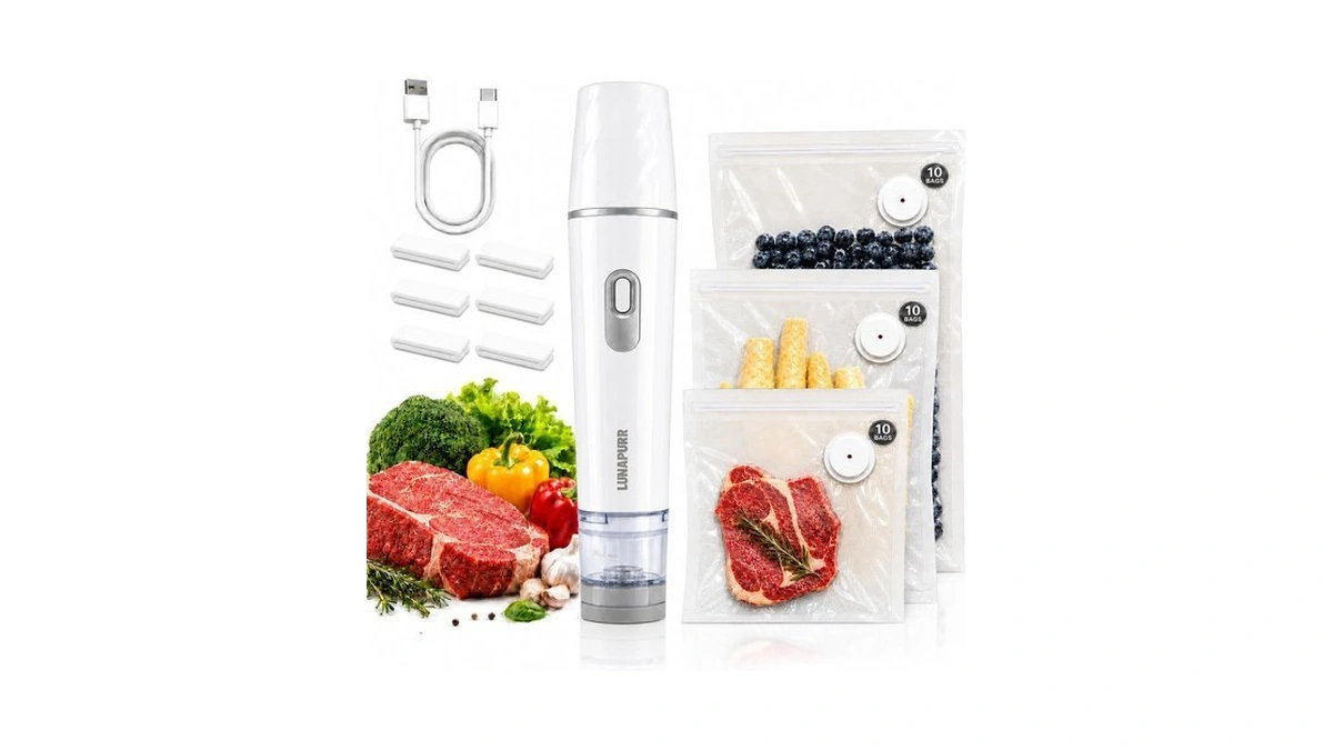 Compact Handheld Vacuum Sealer For Food With 30 Reusable Vacuum