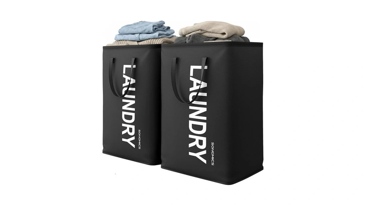 Songmics Laundry Hamper, 80l Foldable Basket, 2 Pack, Water-repellent