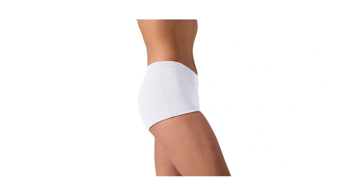Capezio Womens Team Basic Boy Cut Low Rise Shorts, White,