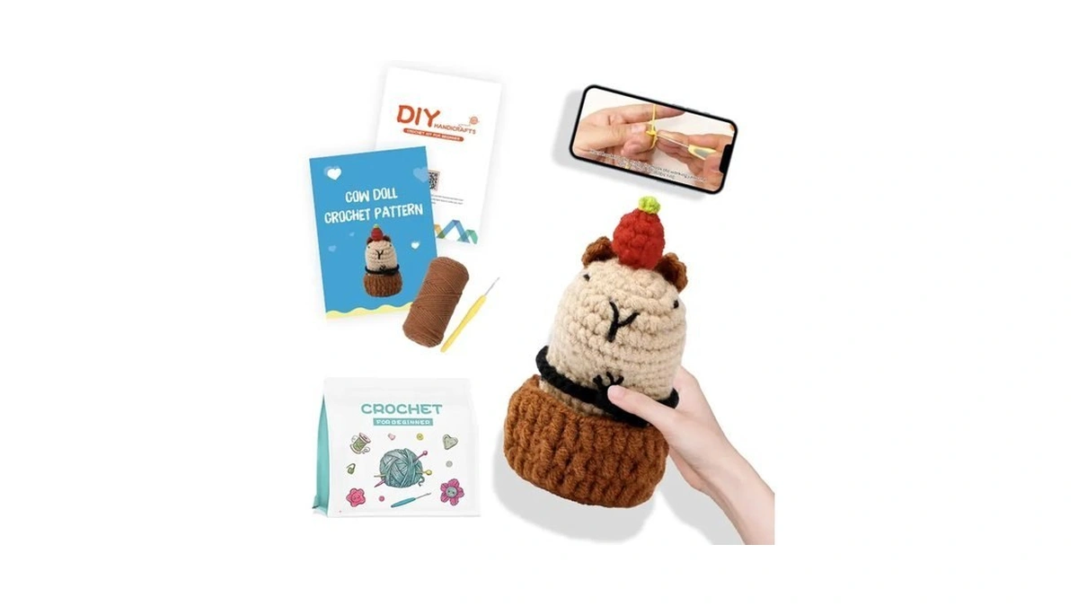 Hylvix Crochet Kit For Beginners, Capybara Animals Crochet Kit, Learn