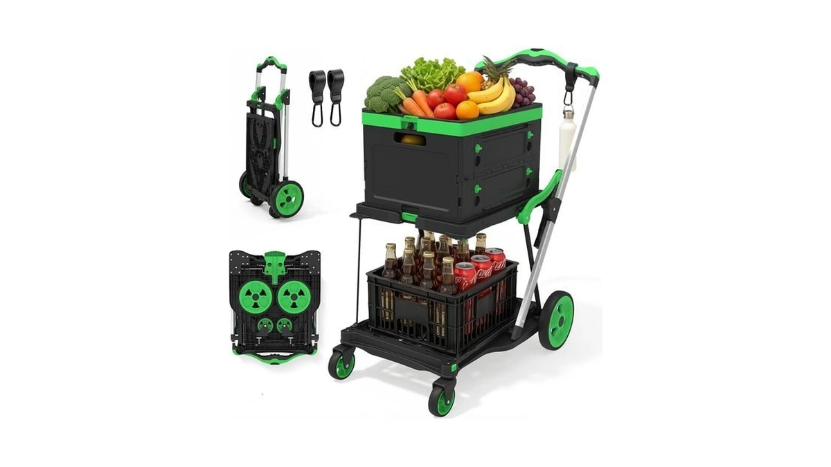 Foldable Shopping Cart With Wheels For Groceries, 220 Lbs Capacity,