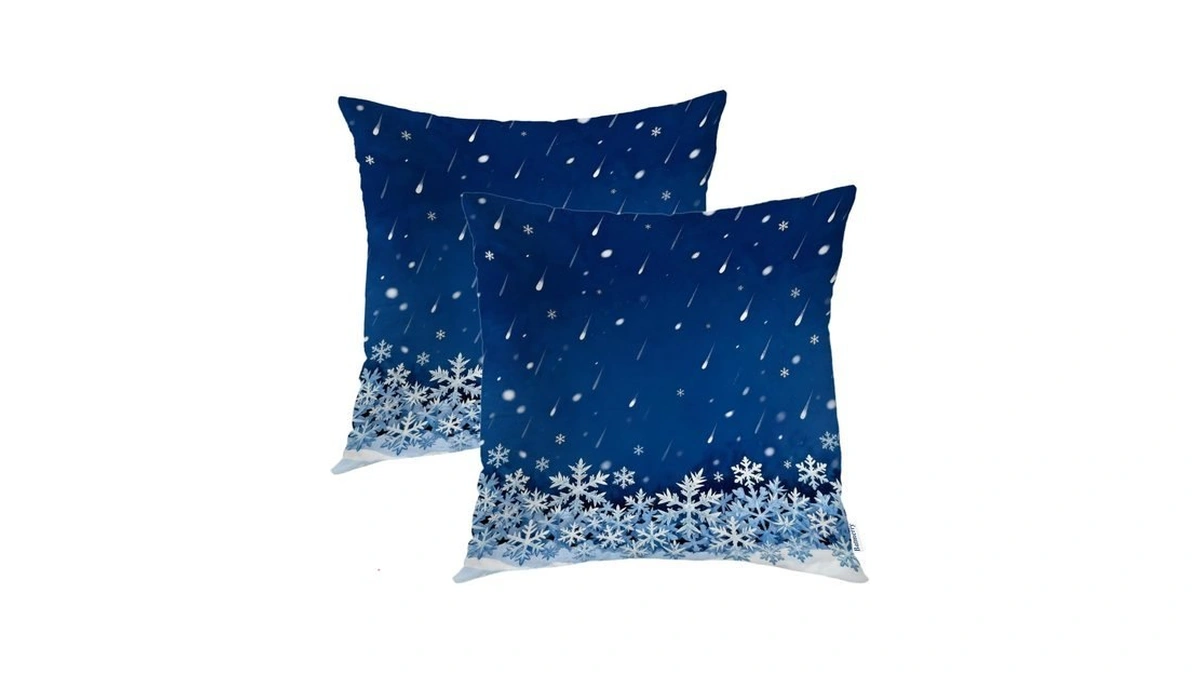 Batmerry Christmas Snowflake Throw Pillow Covers,blue Space Winter Holiday Sparkle