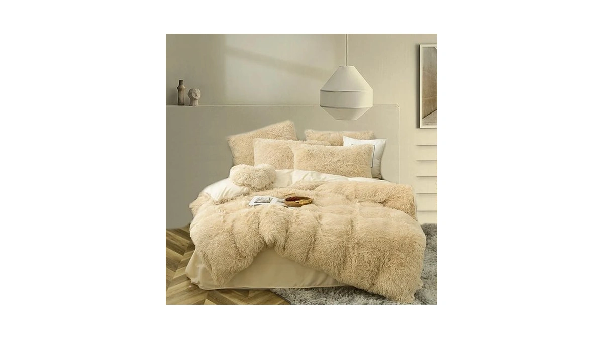 Morromorn Luxury Shag Fluffy Comforter Cover Set, Shaggy Faux Fur