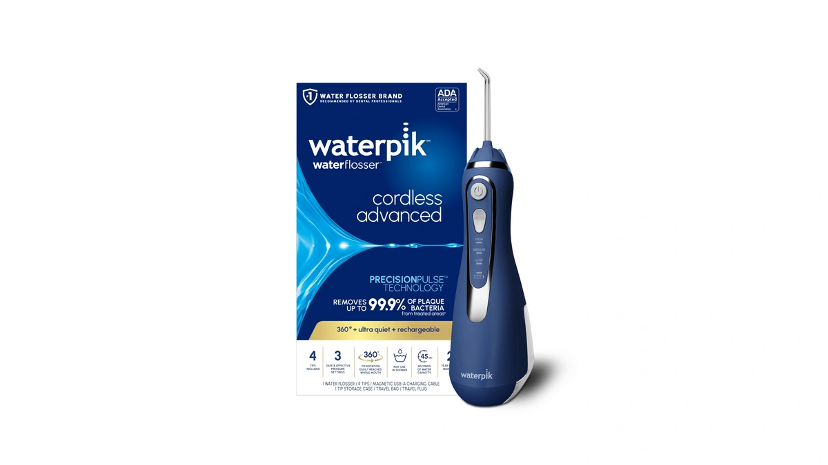 Waterpik Cordless Advanced Portable Water Flosser, Rechargeable, Blue