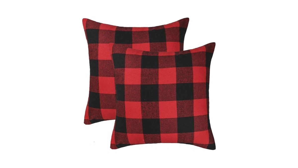 Christmas Buffalo Plaid Throw Pillow Covers 18x18 Red And Black