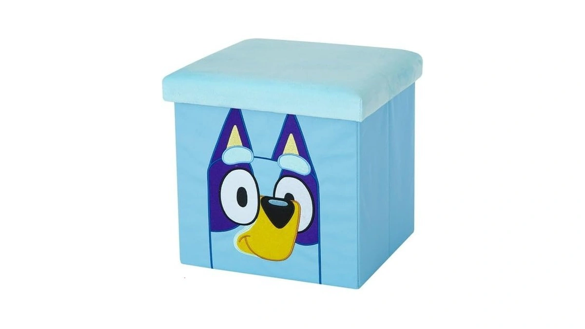 Idea Nuova Bluey Collapsible Storage Ottoman Cube With Lid, Blue
