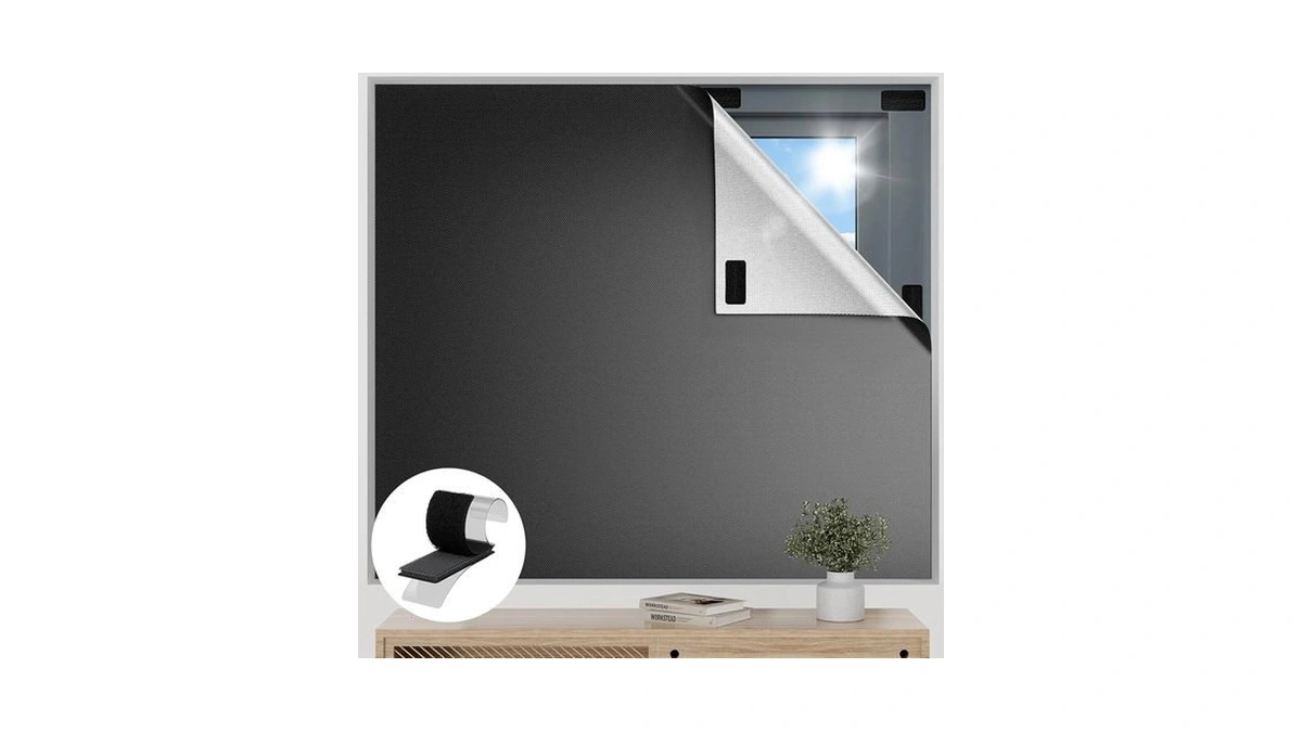 100% Blackout Curtains For Bedroom, 36"x57" Portable Black Out Window