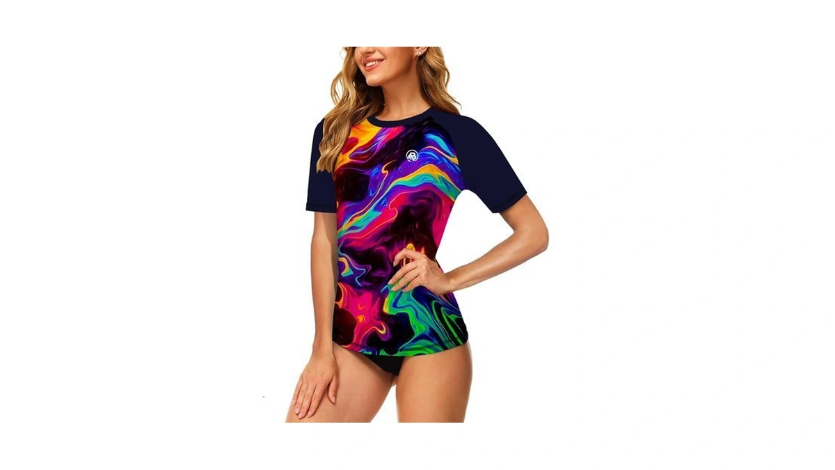 Rashguard For Womens Short Sleeve Swim Shirt Sun Protective Quick