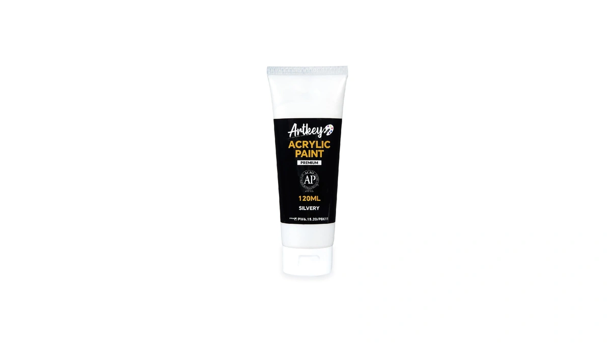 Artkey Metallic Acrylic Paint - Silvery (120 Ml/4.06 Oz) Tubes,