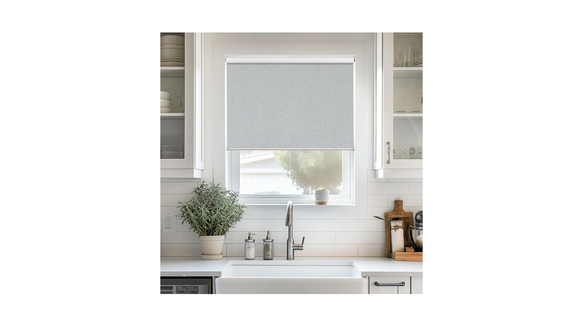 Chrisdowa Cordless 100% Blackout Roller Shade, With Striped Jacquard, Thermal