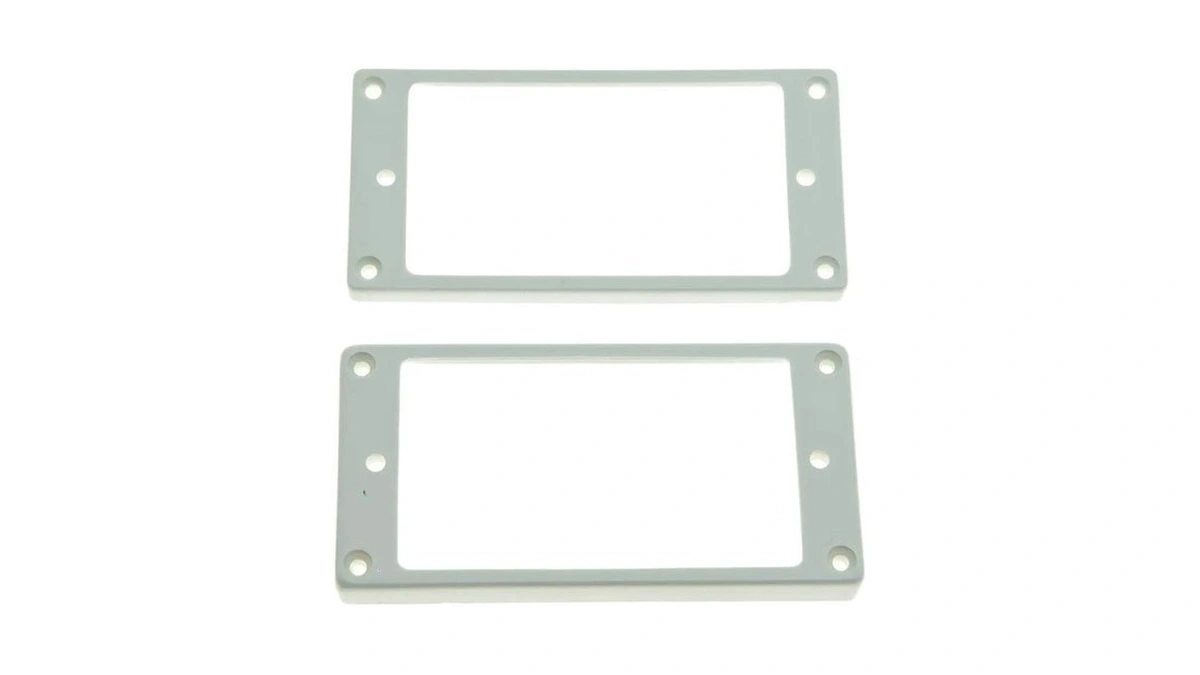 Kaish 2pcs White Humbucker Pickup Ring Flat Base Bottom Frame