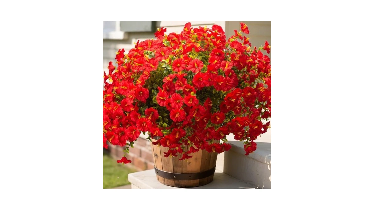 Grunyia 16pcs Uv Resistant Artificial Morning Glory Flowers With Eucalyptus