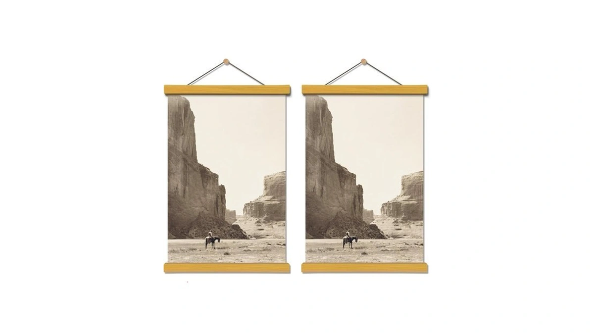 Auedcam Wooden Magnetic Poster Hangers 2-pack, 12-inch Artwork Display, Simple