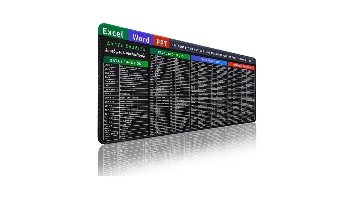 Meetcolor Excel Cheat Sheet Desk Pad, Large Shortcuts Mouse Pad