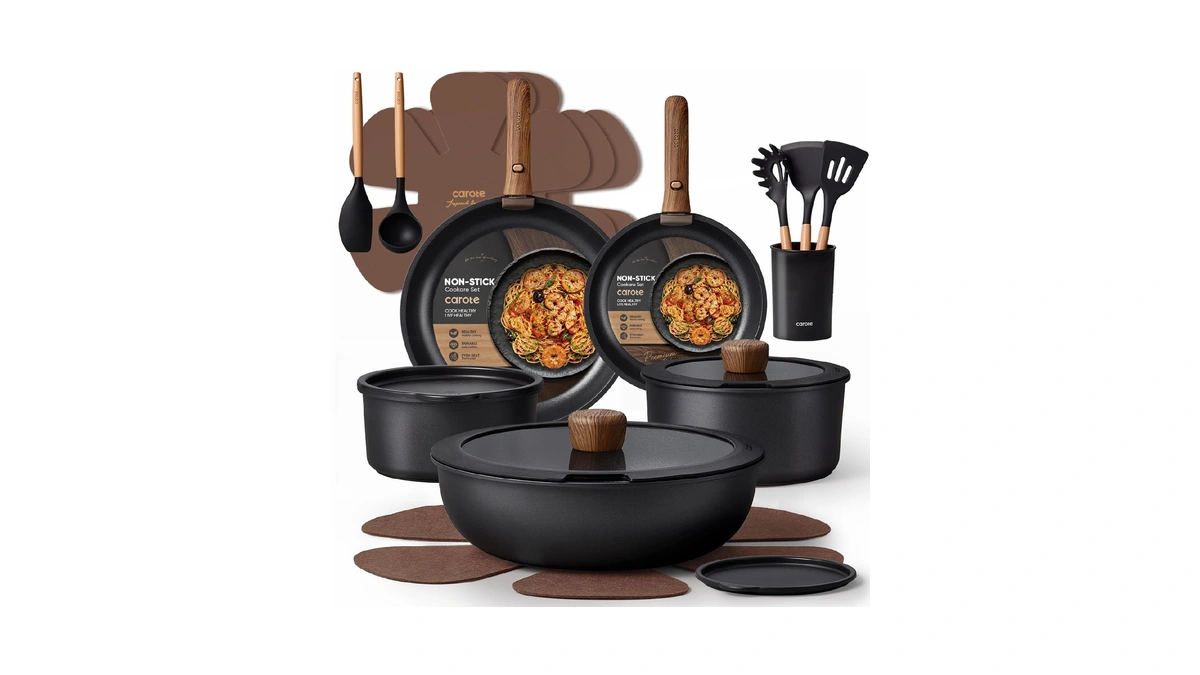 Carote 21pcs Pots And Pans Set Non Stick, Detachable Handle