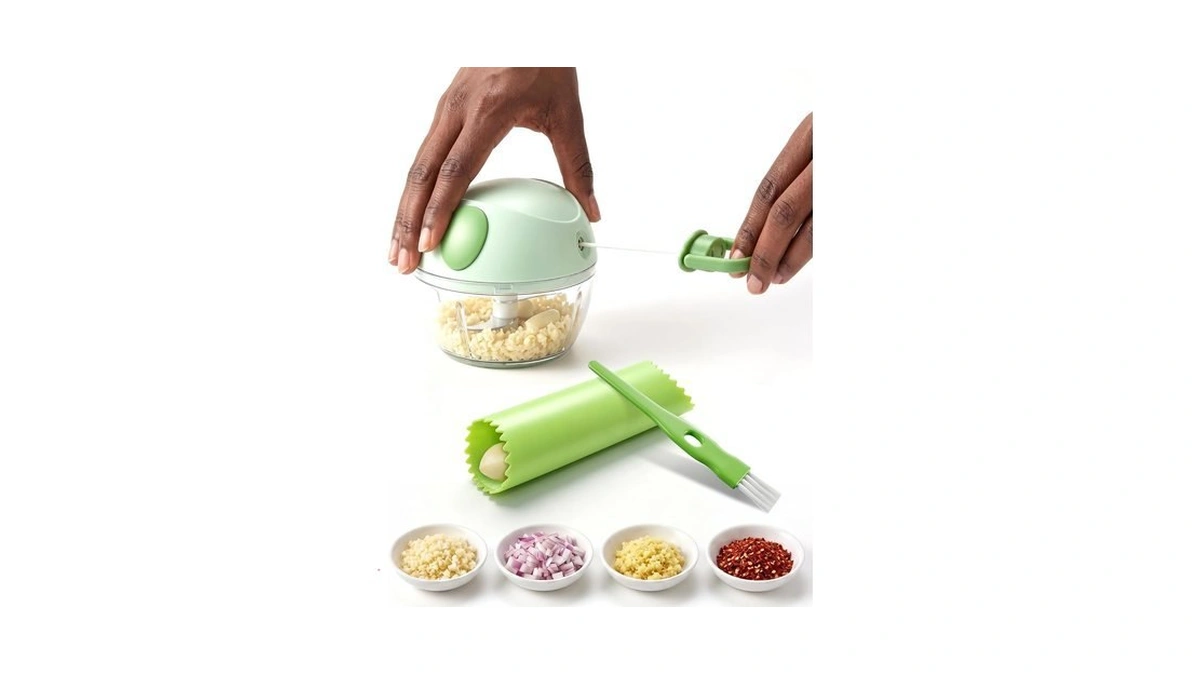 Dindonko Manual Food Chopper - Hand Pull String Vegetable Dicer