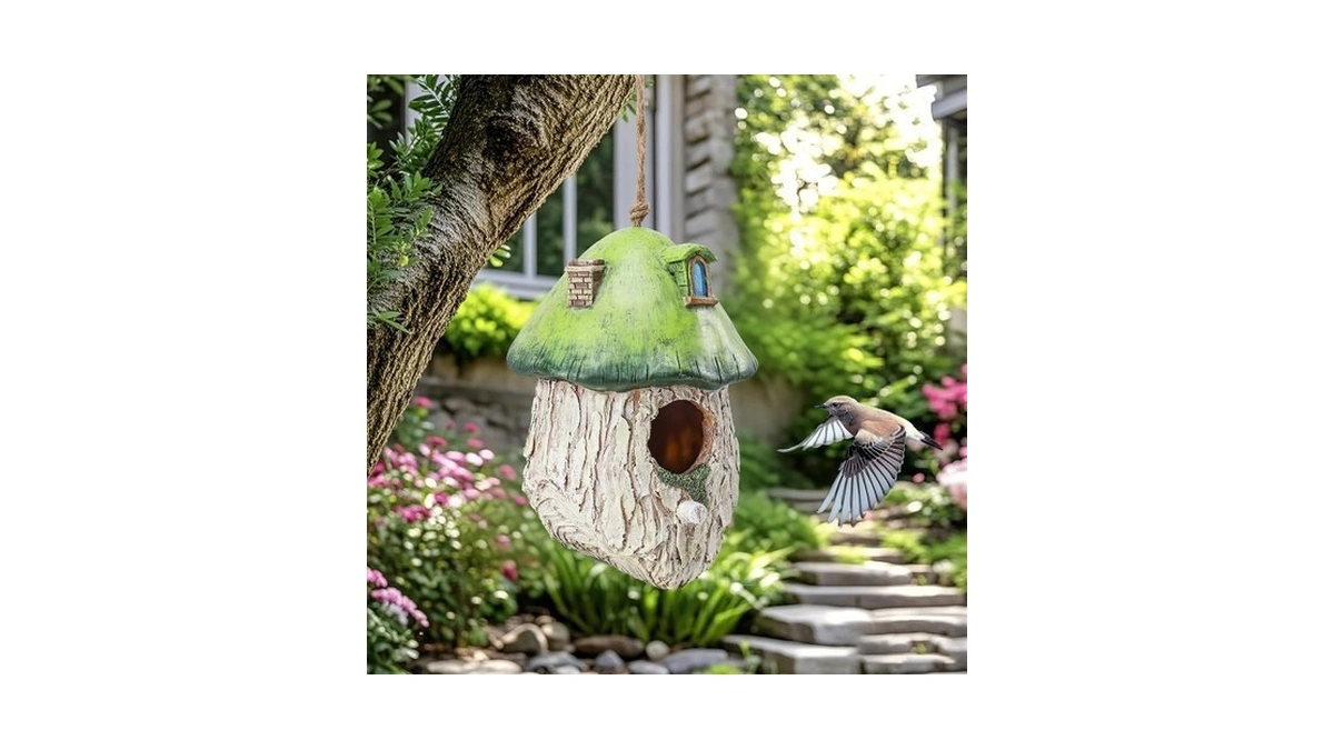 Yinns Bird House For Outside, Decorative Resin Bird Houses For