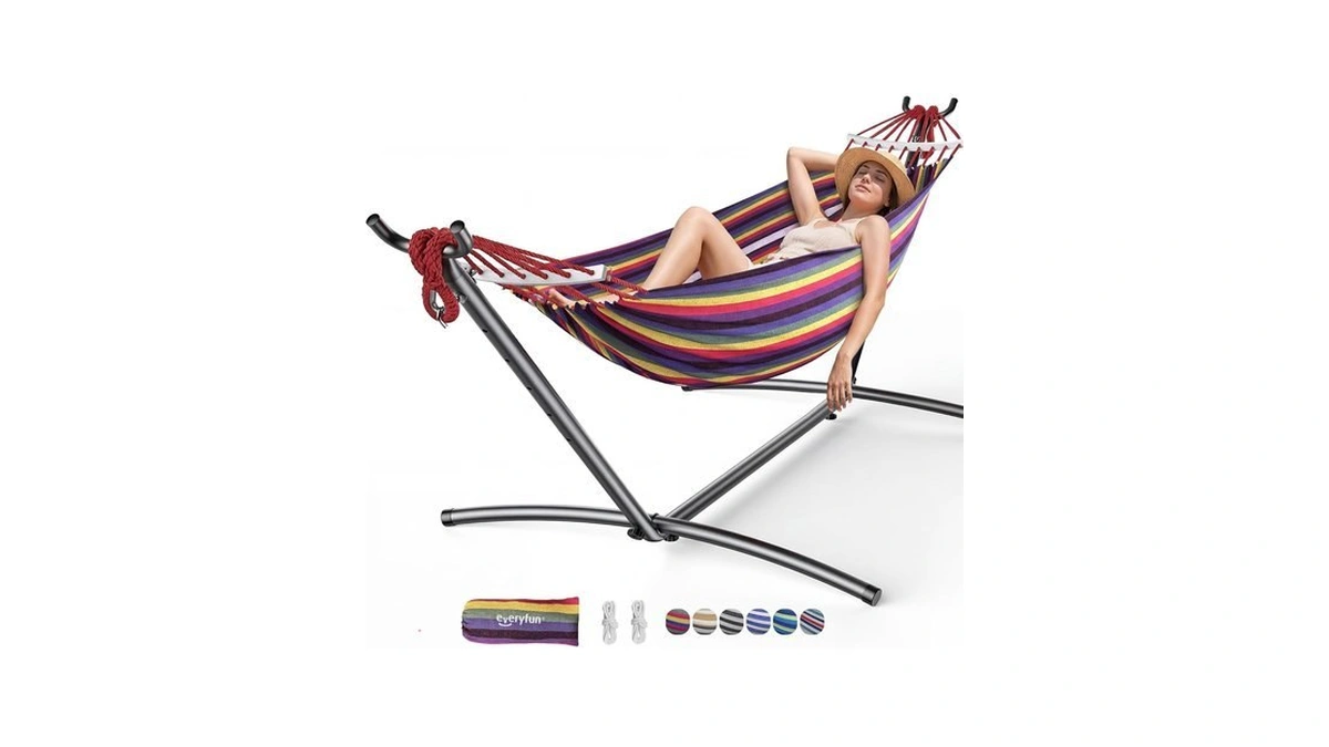 Everyfun Double Hammock With Stand For 2 Person, 600 Lb