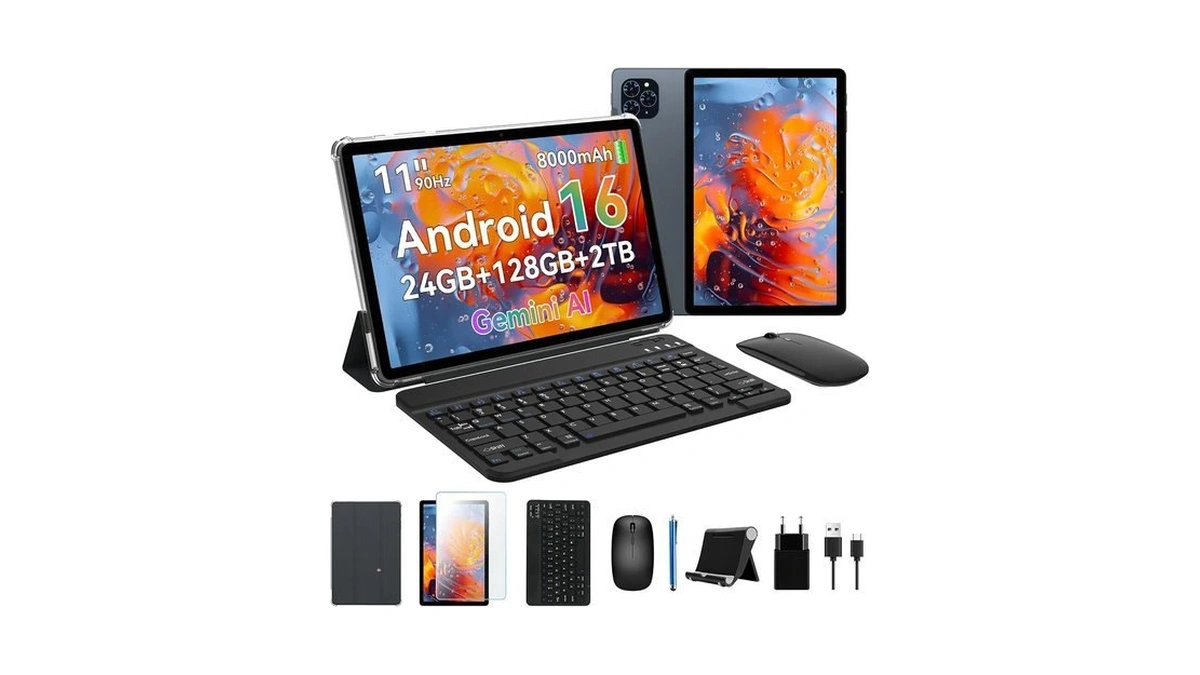 11 Inch Android 16 Tablet With Keyboard, 24gb Ram, 256gb,