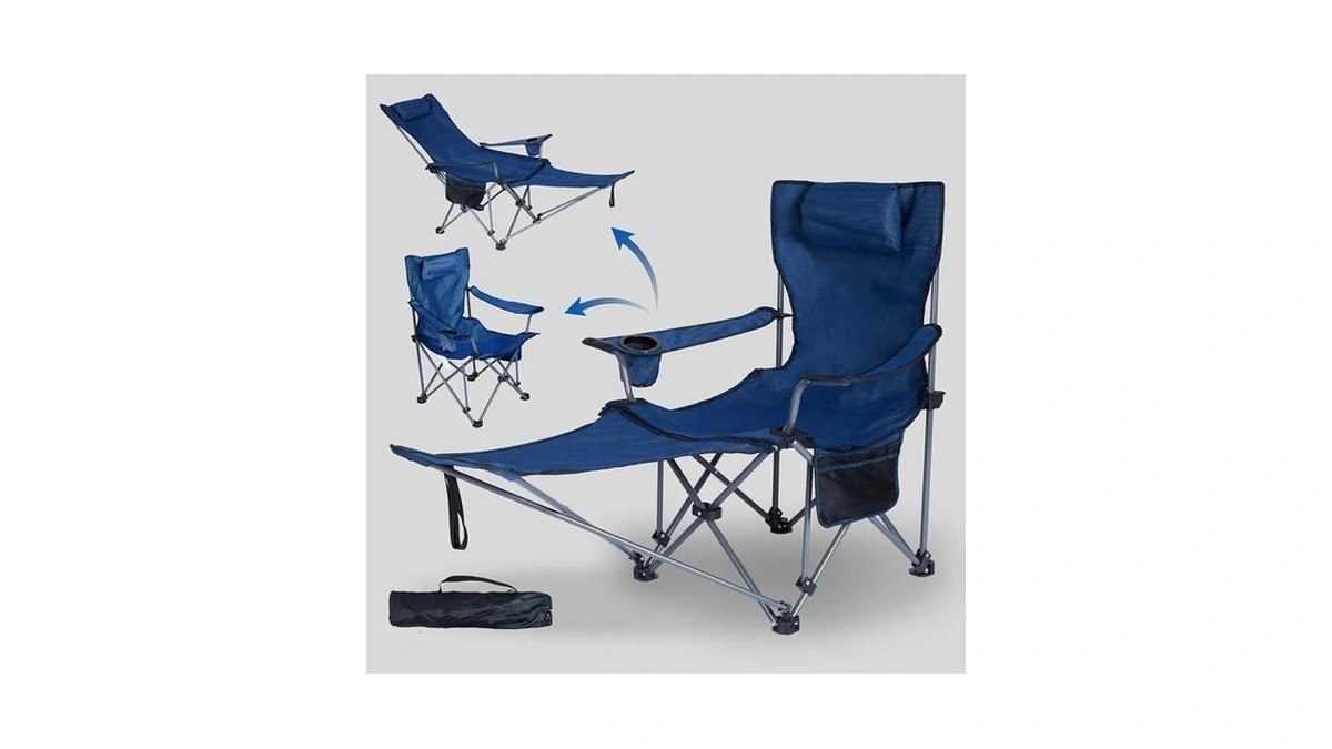 Folding Reclining Camping Chairs Footrest: 3 In 1 Portable Beach