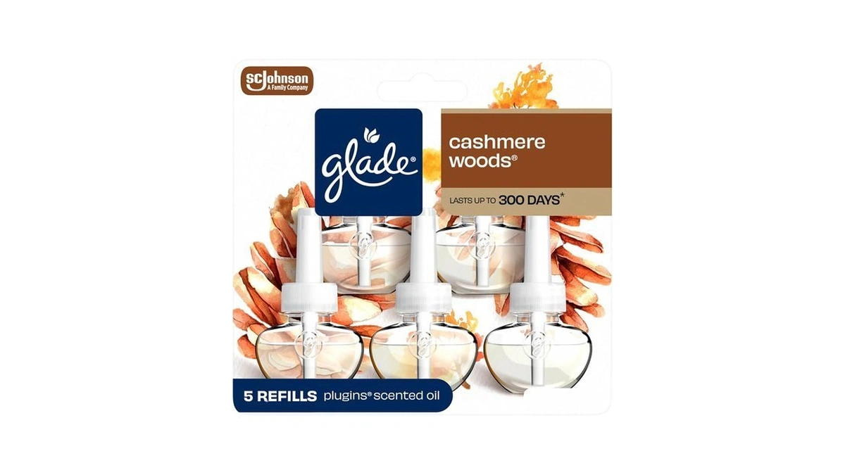 Glade Plugins Air Freshener Refills, Cashmere Woods, 5 Count