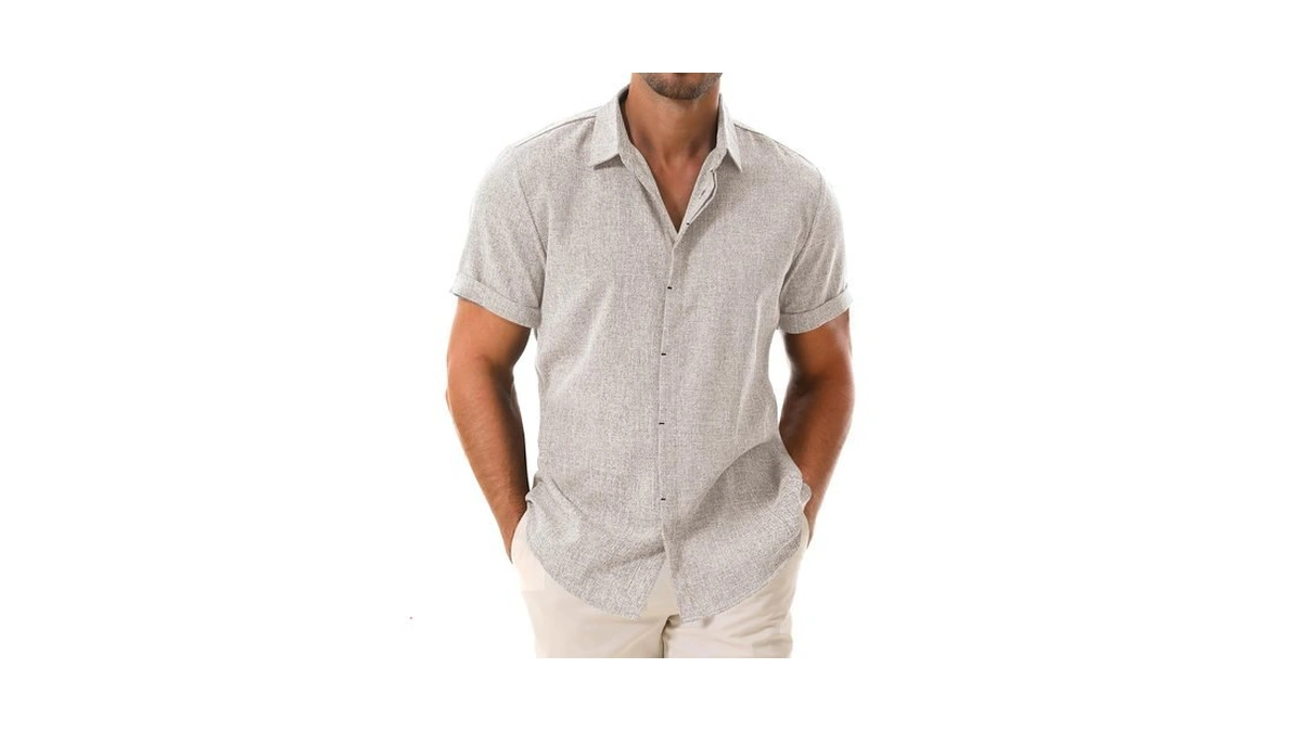 Amazon code: Drazivon Men's Linen Short Sleeve Button