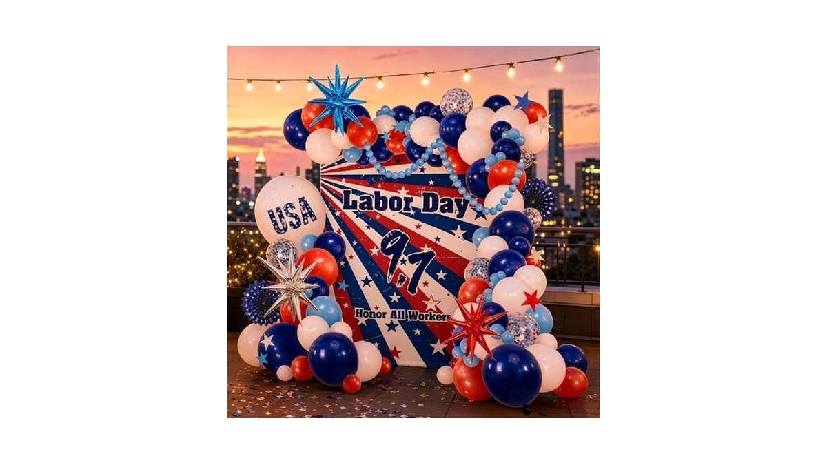 Labor Day Decorations Red White Blue Balloon Garland With Labor