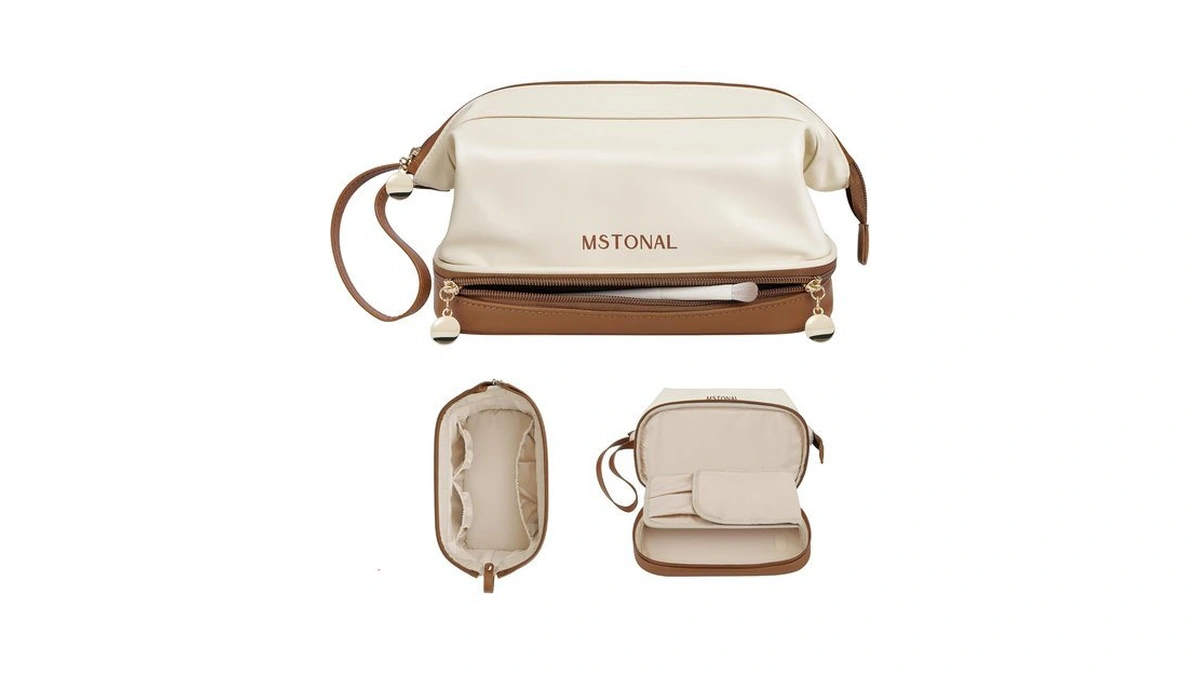 Mstonal Travel Makeup Bag, Double Layer Cosmetic Bag For Women,
