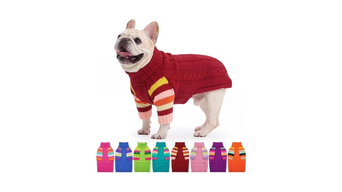 Ouobob Dog Sweater For Small Dogs, Turtleneck Pullover With Sleeve,