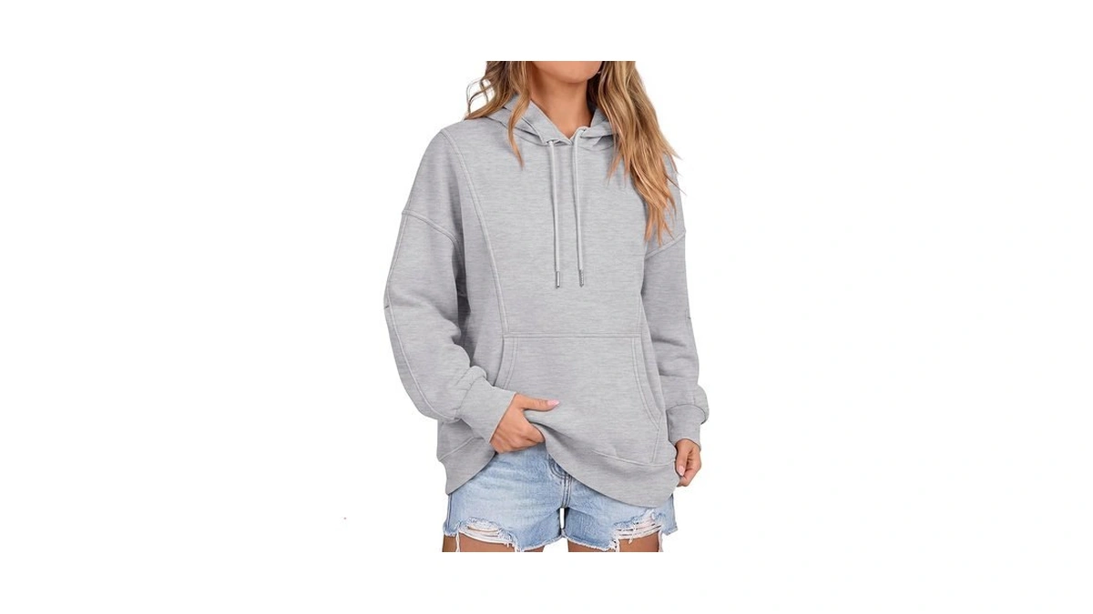 Anrabess Fashion Hoodies For Women Oversized Longline Fall Outfits Grey