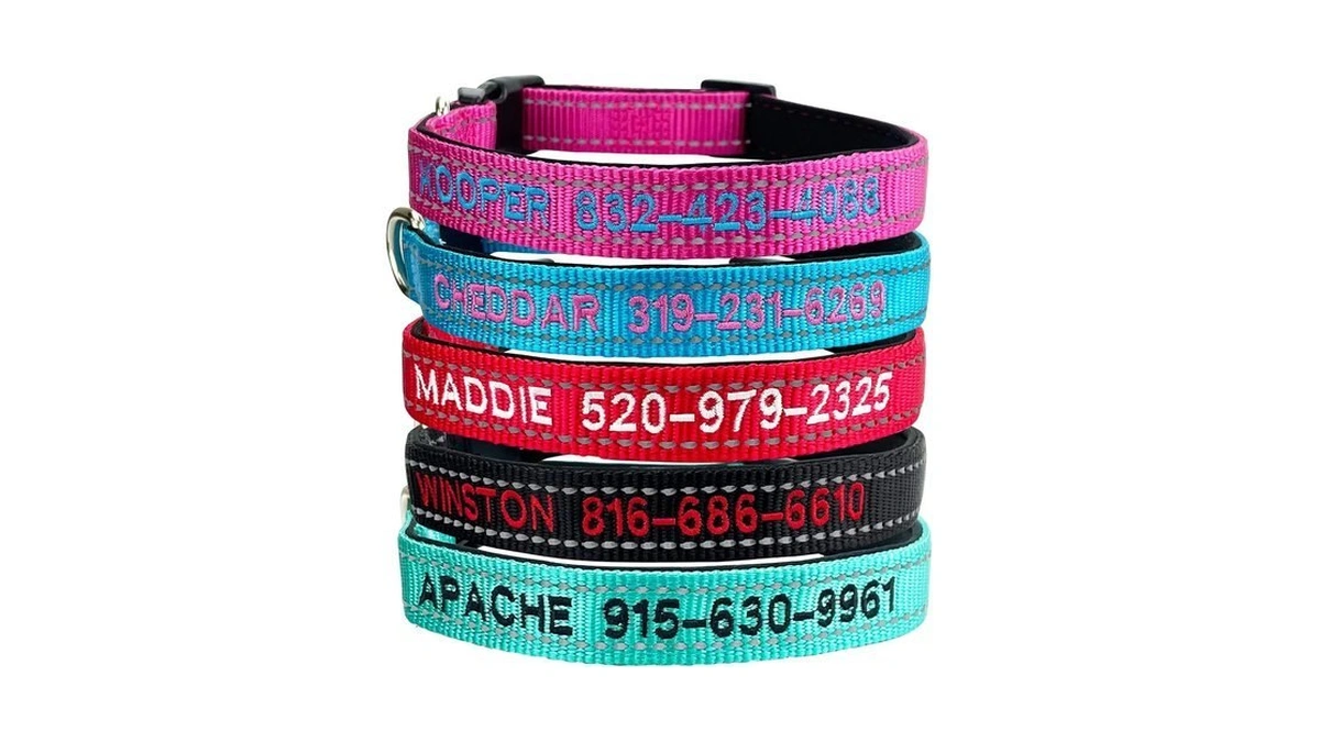 Custom Reflective Dog Collars With Embroidered Name And Phone Number,