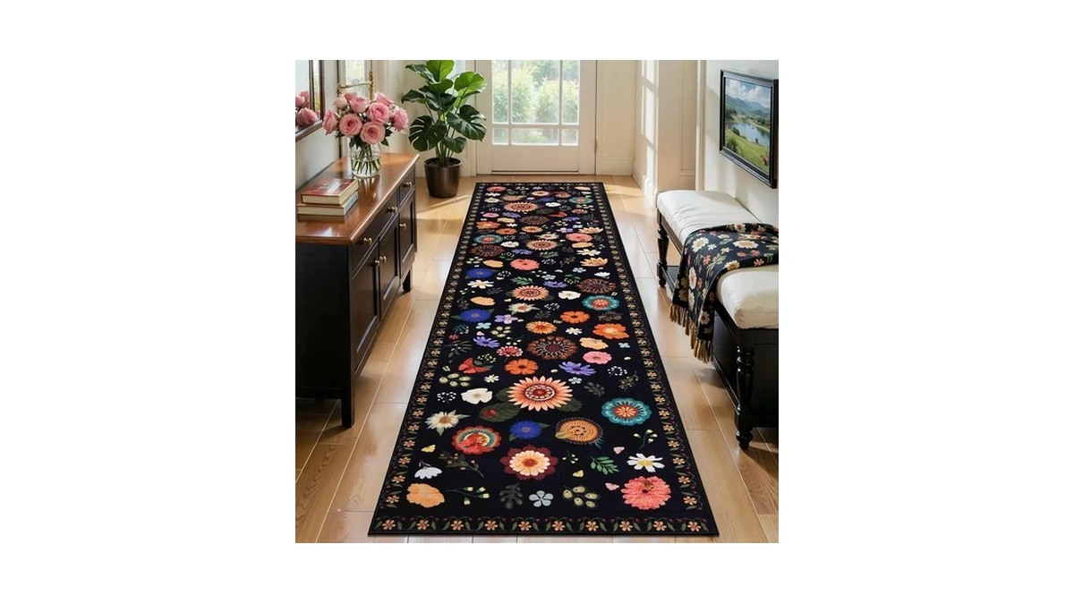 Ciicool 2x8 Hallway Runner Rug Floral Non Slip Washable Kitchen