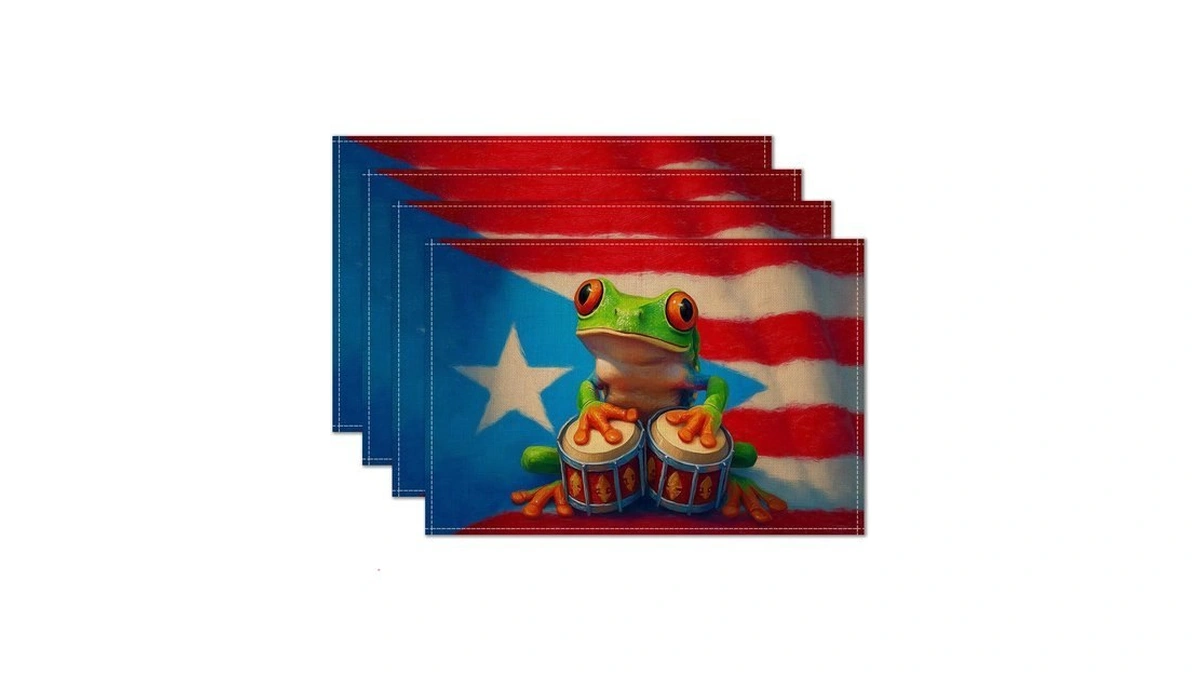 Hometitute Puerto Rico Placemats Set Of 4 12x18 Frog Drum