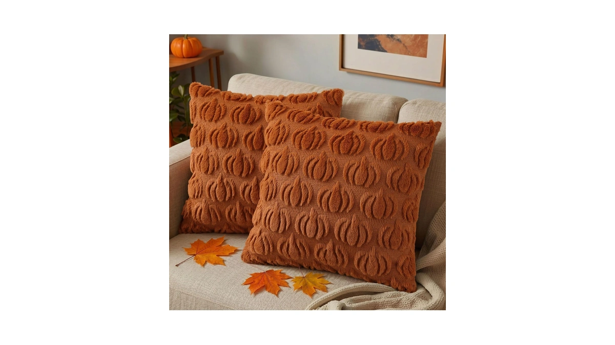 Decoruhome Fall Light Rust Pumpkin Throw Pillow Covers 18x18 Set