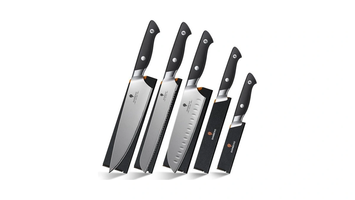 Sanmeiho 10 Pcs Japanese Kitchen Knife Set, Dishwasher Safe