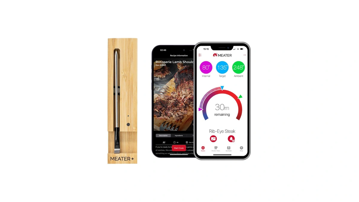 Meater Plus Smart Meat Thermometer, Honey, Bluetooth, 165ft, Grill &