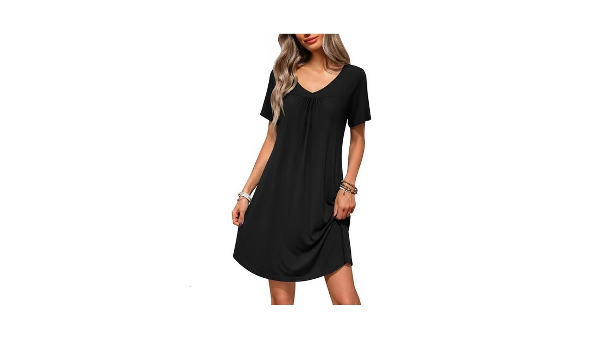 Ekouaer Nightgowns For Women Bamboo Viscose Sleep Shirts V Neck