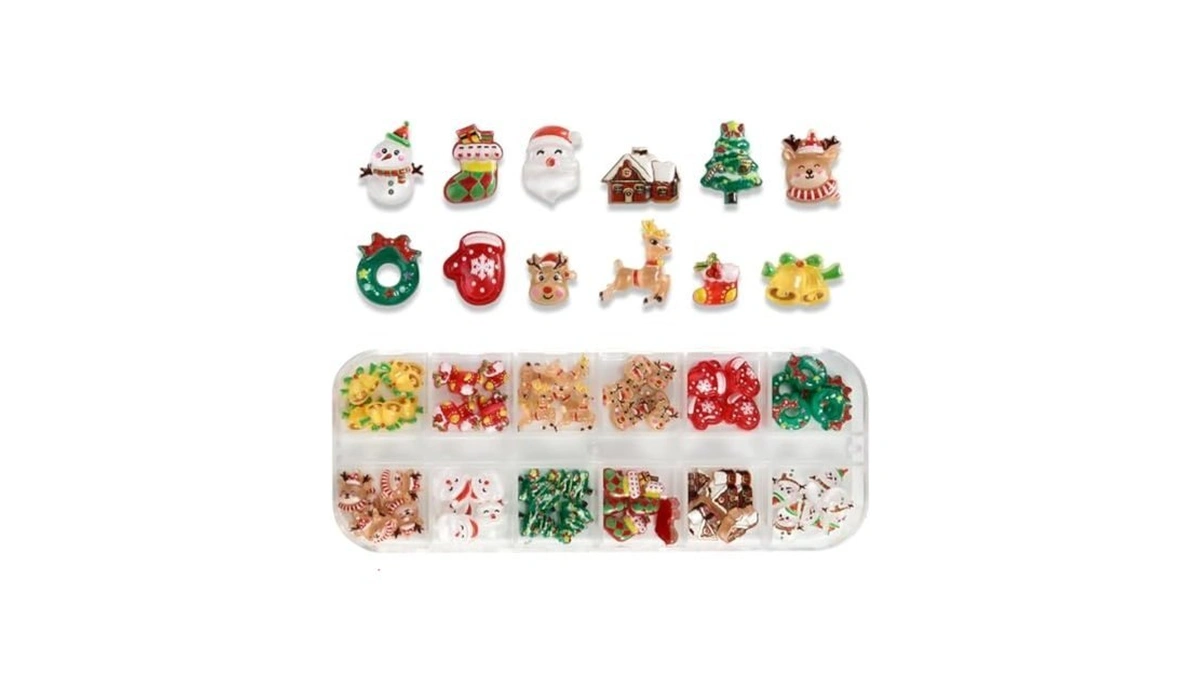 12 Grids Christmas Nail Art Charms 3d Winter Christmas Nail