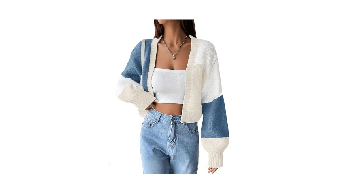 Soly Hux Women's Color Block Knit Cropped Cardigans Open Front