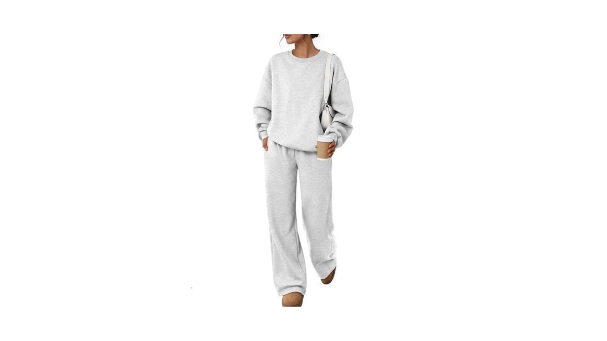 Trendy Queen Womens 2 Piece Sweatsuit Fall Sweat Outfits Lightgray