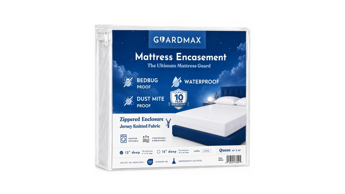 Guardmax Queen Mattress Protector Zippered, Bed Bug Mattress Cover