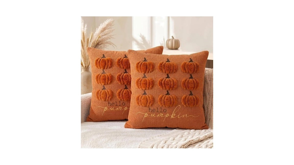 Avoin Colorlife Caramel Fall Pumpkin Throw Pillow Covers 18x18 Inch