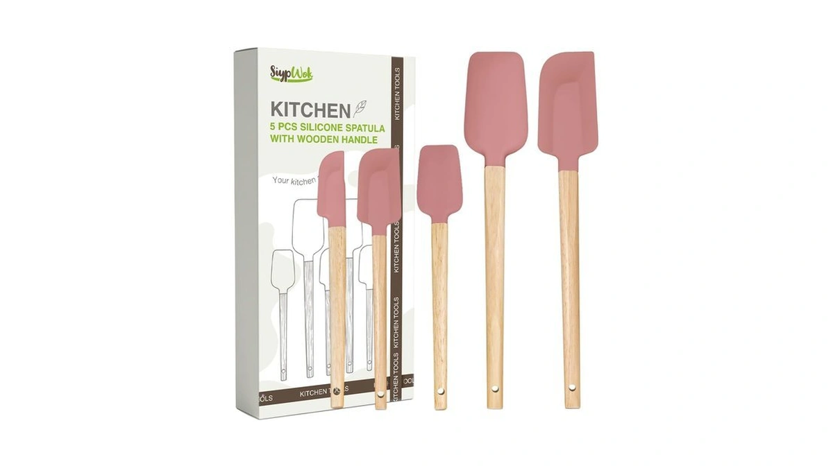 Silicone Spatula Set, Food Grade Rubber Spatula-5 Piece Nonstick Rubber