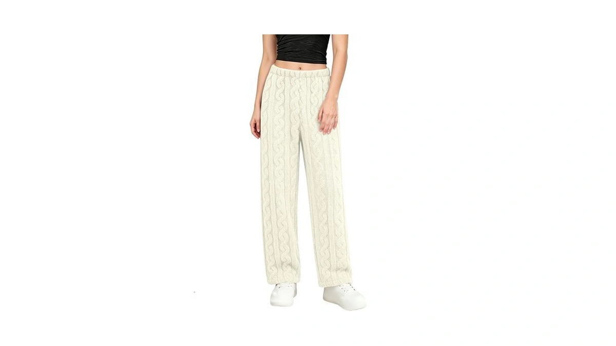 Women's Plush Fluffy Pajama Pants Elastic Wasit Warm Lounge Bottoms