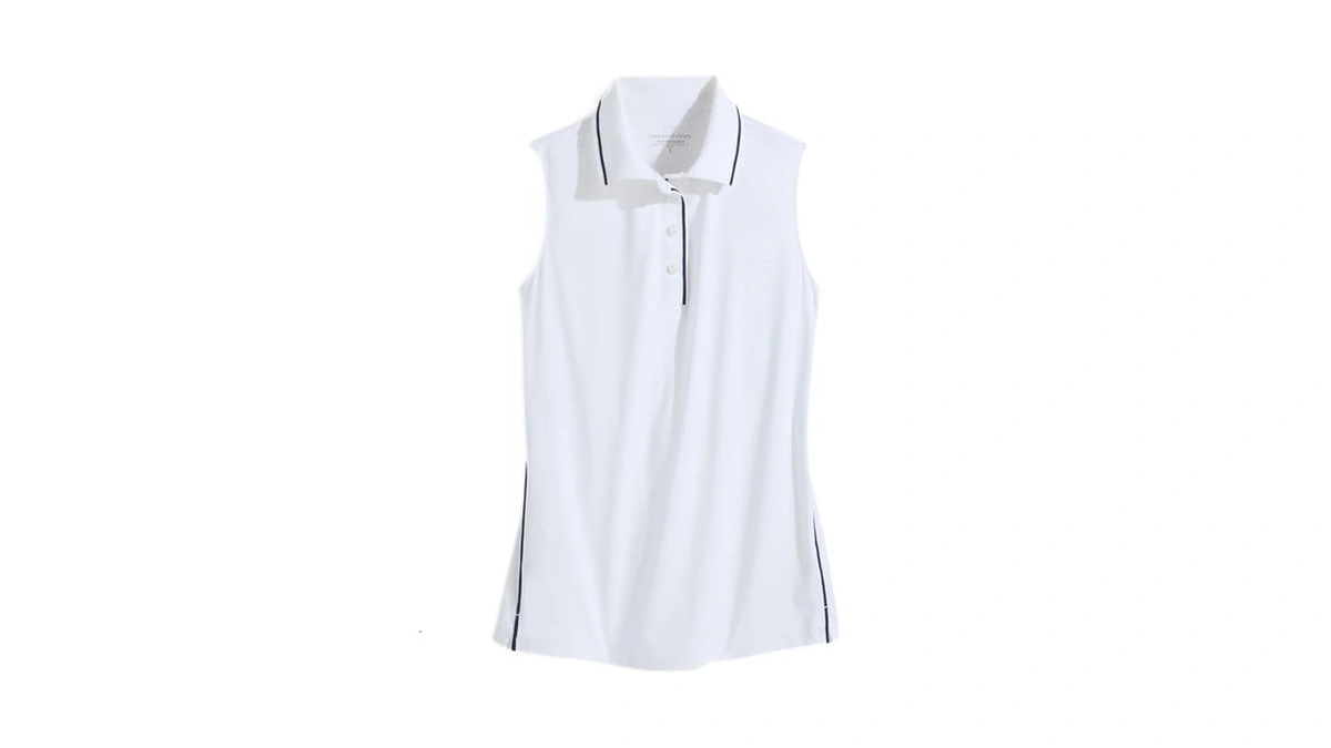 Vineyard Vines Sleeveless Performance Polo, White Cap, Xl